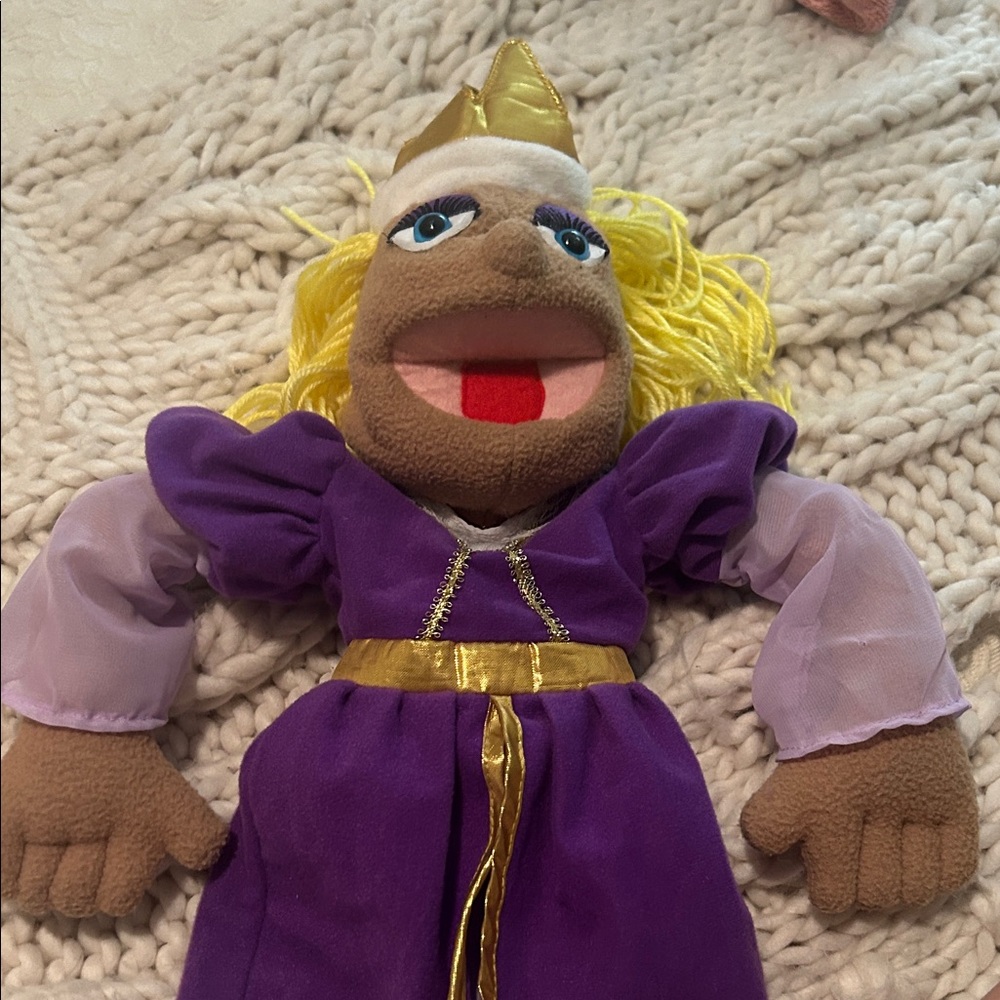 Purple Princess Puppet with Golden Crown